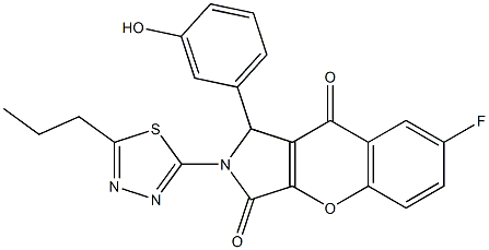 7-fluoro-1-(3-hydroxyphenyl)-2-(5-propyl-1,3,4-thiadiazol-2-yl)-1,2-dihydrochromeno[2,3-c]pyrrole-3,9-dione CAS#: 847182-48-3