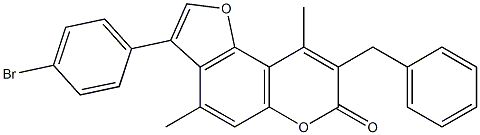 8-benzyl-3-(4-bromophenyl)-4,9-dimethylfuro[2,3-f]chromen-7-one CAS#: 858755-87-0