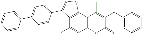 8-benzyl-4,9-dimethyl-3-(4-phenylphenyl)furo[2,3-f]chromen-7-one CAS#: 858758-07-3