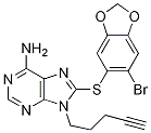9H-Purin-6-aMine, 8-[(6-broMo-1,3-benzodioxol-5-yl)thio]-9-(4-pentyn-1-yl)- CAS#: 852030-47-8