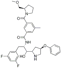 BenzaMide, N-[(1S,2R)-1-[(3,5-difluorophenyl)Methyl]-2-hydroxy-2-[(2R,4R)-4-phenoxy-2-pyrrolidinyl]ethyl]-3-[[(2R)-2-(MethoxyMethyl)-1-pyrrolidinyl]carbonyl]-5-Methyl- CAS#: 845972-20-5