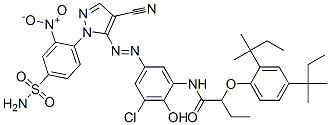 Butanamide,  N-[5-[[1-[4-(aminosulfonyl)-2-nitrophenyl]-4-cyano-1H-pyrazol-5-yl]azo]-3-chloro-2-hydroxyphenyl]-2-[2,4-bis(1,1-dimethylpropyl)phenoxy]-, CAS#: 879906-94-2