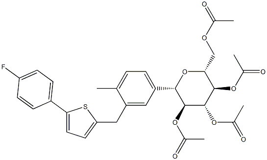 D-Glucitol, 1,5-anhydro-1-C-[3-[[5-(4-fluorophenyl)-2-thienyl]Methyl]-4-Methylphenyl]-, tetraacetate, (1S)- (9CI) CAS#: 866607-35-4