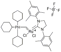 Dichloro[1,3-bis(2,4,6-trimethylphenyl)-2-imidazolidinylidene][(tricyclohexylphosphoranyl)methylidene]ruthenium(II) tetrafluoroborate CAS#: 832146-68-6