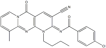 N-(1-butyl-3-cyano-10-methyl-5-oxo-1,5-dihydro-2H-dipyrido[1,2-a:2,3-d]pyrimidin-2-ylidene)-4-chlorobenzamide CAS#: 843620-57-5