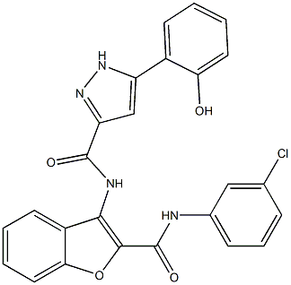 N-{2-[(3-chlorophenyl)carbamoyl]-1-benzofuran-3-yl}-5-(2-hydroxyphenyl)-1H-pyrazole-3-carboxamide CAS#: 879458-04-5