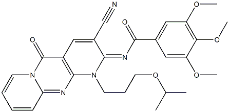N-{(2E)-3-cyano-5-oxo-1-[3-(propan-2-yloxy)propyl]-1,5-dihydro-2H-dipyrido[1,2-a:2',3'-d]pyrimidin-2-ylidene}-3,4,5-trimethoxybenzamide CAS#: 844851-34-9