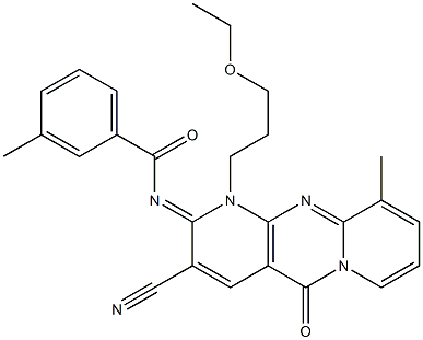 N-[3-cyano-1-(3-ethoxypropyl)-10-methyl-5-oxo-1,5-dihydro-2H-dipyrido[1,2-a:2,3-d]pyrimidin-2-ylidene]-3-methylbenzamide CAS#: 845663-74-3