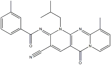 N-(3-cyano-1-isobutyl-10-methyl-5-oxo-1,5-dihydro-2H-dipyrido[1,2-a:2,3-d]pyrimidin-2-ylidene)-3-methylbenzamide CAS#: 843638-26-6