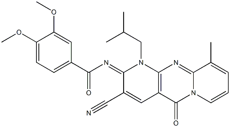 N-(3-cyano-1-isobutyl-10-methyl-5-oxo-1,5-dihydro-2H-dipyrido[1,2-a:2,3-d]pyrimidin-2-ylidene)-3,4-dimethoxybenzamide CAS#: 845807-54-7