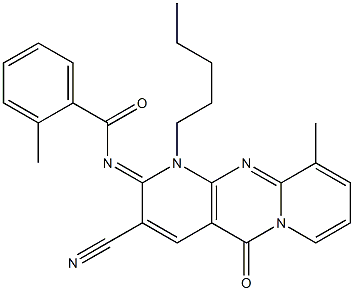 N-(3-cyano-10-methyl-5-oxo-1-pentyl-1,5-dihydro-2H-dipyrido[1,2-a:2,3-d]pyrimidin-2-ylidene)-2-methylbenzamide CAS#: 848742-18-7