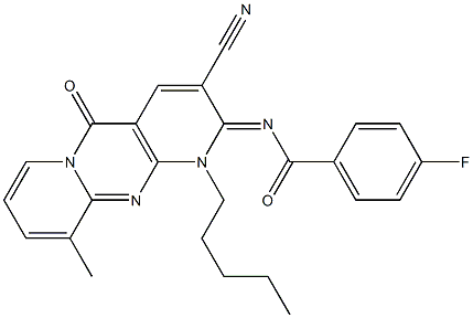 N-(3-cyano-10-methyl-5-oxo-1-pentyl-1,5-dihydro-2H-dipyrido[1,2-a:2,3-d]pyrimidin-2-ylidene)-4-fluorobenzamide CAS#: 847917-56-0