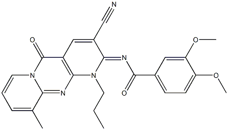 N-(3-cyano-10-methyl-5-oxo-1-propyl-1,5-dihydro-2H-dipyrido[1,2-a:2,3-d]pyrimidin-2-ylidene)-3,4-dimethoxybenzamide CAS#: 872120-10-0