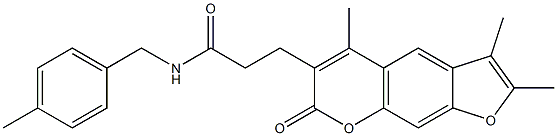 N-[(4-methylphenyl)methyl]-3-(2,3,5-trimethyl-7-oxofuro[3,2-g]chromen-6-yl)propanamide CAS#: 858749-39-0