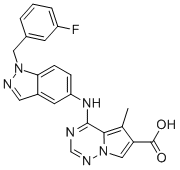 Pyrrolo[2,1-f][1,2,4]triazine-6-carboxylic acid, 4-[[1-[(3-fluorophenyl)methyl]-1H-indazol-5-yl]amino]-5-methyl- CAS#: 856667-80-6