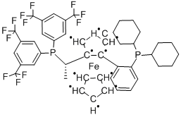 (S)-1-{(S)-2-[2-(DICYCLOHEXYLPHOSPHINO)PHENYL]FERROCENYL}ETHYLBIS[3,5-BIS(TRIFLU CAS#: 849925-22-0