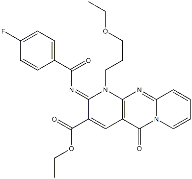 ethyl 1-(3-ethoxypropyl)-2-[(4-fluorobenzoyl)imino]-5-oxo-1,5-dihydro-2H-dipyrido[1,2-a:2,3-d]pyrimidine-3-carboxylate CAS#: 848671-24-9