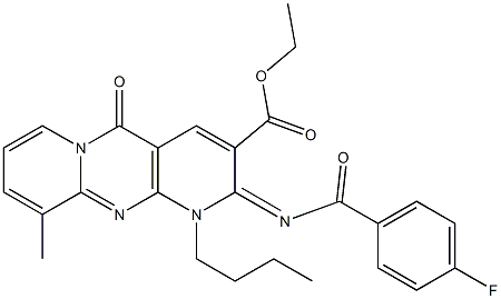ethyl 1-butyl-2-[(4-fluorobenzoyl)imino]-10-methyl-5-oxo-1,5-dihydro-2H-dipyrido[1,2-a:2,3-d]pyrimidine-3-carboxylate CAS#: 847339-13-3