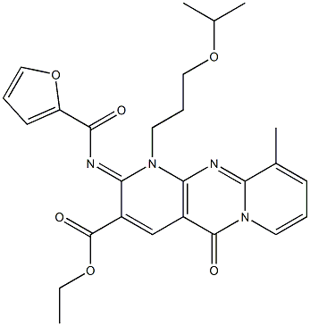 ethyl 2-(2-furoylimino)-1-(3-isopropoxypropyl)-10-methyl-5-oxo-1,5-dihydro-2H-dipyrido[1,2-a:2,3-d]pyrimidine-3-carboxylate CAS#: 847035-96-5