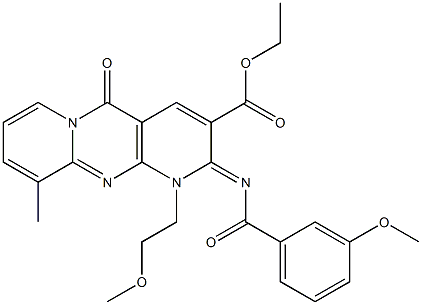ethyl 2-[(3-methoxybenzoyl)imino]-1-(2-methoxyethyl)-10-methyl-5-oxo-1,5-dihydro-2H-dipyrido[1,2-a:2,3-d]pyrimidine-3-carboxylate CAS#: 850229-84-4