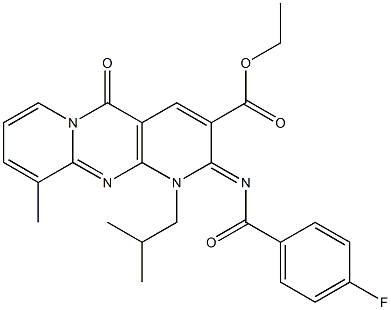 ethyl 2-[(4-fluorobenzoyl)imino]-1-isobutyl-10-methyl-5-oxo-1,5-dihydro-2H-dipyrido[1,2-a:2,3-d]pyrimidine-3-carboxylate CAS#: 848869-55-6