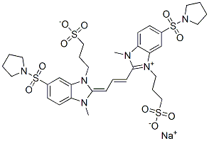 1H-Benzimidazolium, 2-[3-[1,3-dihydro-1-methyl-5-(1-pyrrolidinylsulfonyl)-3-(3-sulfopropyl)-2H-benzimidazol-2-ylidene]-1-propenyl]-1-methyl-5-(1-pyrrolidinylsulfonyl)-3-(3-sulfopropyl)-, hydroxide, inner salt, sodium salt CAS#: 94200-20-1