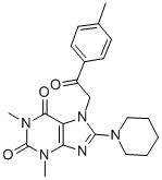 1H-Purine-2,6-dione, 3,7-dihydro-1,3-dimethyl-7-(2-(4-methylphenyl)-2- oxoethyl)-8-(1-piperidinyl)- CAS#: 96885-58-4