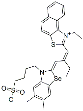 2-[2-[[5,6-dimethyl-3-(4-sulphonatobutyl)-3H-benzoselenazol-2-ylidene]methyl]-1-butenyl]-1-ethylnaphtho[1,2-d]thiazolium CAS#: 94213-13-5