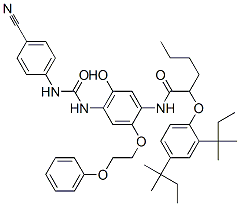 2-[2,4-bis(1,1-dimethylpropyl)phenoxy]-N-[4-[[[(4-cyanophenyl)amino]carbonyl]amino]-5-hydroxy-2-(2-phenoxyethoxy)phenyl]hexanamide CAS#: 93783-18-7