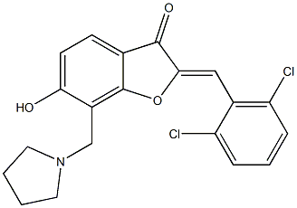 2-(2,6-dichlorobenzylidene)-6-hydroxy-7-(1-pyrrolidinylmethyl)-1-benzofuran-3(2H)-one CAS#: 896599-63-6