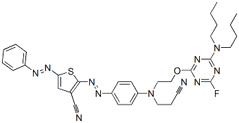 2-[[4-[(2-cyanoethyl)[2-[[4-(dibutylamino)-6-fluoro-1,3,5-triazin-2-yl]oxy]ethyl]amino]phenyl]azo]-5-(phenylazo)thiophene-3-carbonitrile CAS#: 94160-38-0