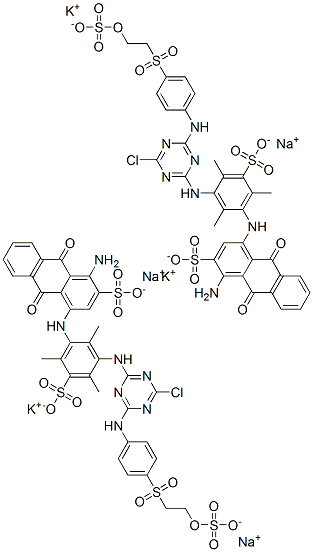 2-Anthracenesulfonic acid, 1-amino-4-[[3-[[4-chloro-6-[[4-[[2-(sulfooxy)ethyl]sulfonyl]phenyl]amino]-1,3,5-triazin-2-yl]amino]-2,4,6-trimethyl-5-sulfophenyl]amino]-9,10-dihydro-9,10-dioxo-, potassium sodium salt CAS#: 94157-80-9