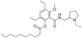 2-Decanoyloxy-3,5-diethyl-N-[(1-ethyl-2-pyrrolidinyl)methyl]-6-methoxybenzamide CAS#: 91706-74-0