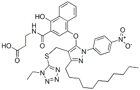 3-[4-[4-(1-Ethyl-1H-tetrazole-5-ylthiomethyl)-1-(4-nitrophenyl)-3-undecyl-5-pyrazolyloxy]-1-hydroxy-2-naphthoylamino]propionic acid CAS#: 94393-29-0