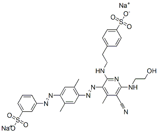 3-[[4-[[5-cyano-6-[(2-hydroxyethyl)amino]-4-methyl-2-[[2-(4-sulphophenyl)ethyl]amino]-3-pyridyl]azo]-2,5-xylyl]azo]benzenesulphonic acid, sodium salt CAS#: 95027-07-9