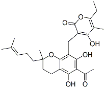 3-[[6-Acetyl-3,4-dihydro-5,7-dihydroxy-2-methyl-2-(4-methyl-3-pentenyl)-2H-1-benzopyran-8-yl]methyl]-6-ethyl-4-hydroxy-5-methyl-2H-pyran-2-one CAS#: 96552-40-8
