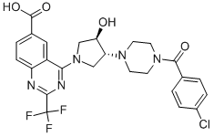 4-[ (3R,4R)-3-[4-(4-CHLORO-BENZOYL)-PIPERAZIN-1-YL]-4-HYDROXY-PYRROLIDIN-1-YL]-2-TRIFLUOROMETHYL-QUINAZOLINE-6-CARBOXYLIC ACID CAS#: 897445-12-4