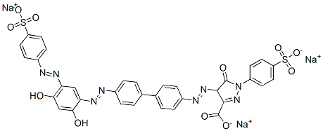 4-[[4'-[[2,4-dihydroxy-5-[(4-sulphophenyl)azo]phenyl]azo][1,1'-biphenyl]-4-yl]azo]-4,5-dihydro-5-oxo-1-(4-sulphophenyl)-1H-pyrazole-3-carboxylic acid, sodium salt CAS#: 94199-53-8