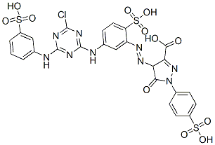 4-[[5-[[4-chloro-6-[(3-sulphophenyl)amino]-1,3,5-triazin-2-yl]amino]-2-sulphophenyl]azo]-4,5-dihydro-5-oxo-1-(4-sulphophenyl)-1H-pyrazole-3-carboxylic acid CAS#: 93858-25-4