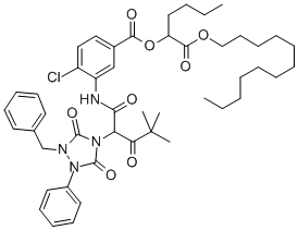 4-CHLORO-3-[2-(1-BENZYL-3,5-DIOXO-2-PHENYL-1,2,4-TRIAZOLIDIN-4-YL)-4,4-DIMETHYL-3-OXOVALERYAMINO]BENZOIC ACID 1-(DODECYLOXYCARBONYL)PENTYL ESTER CAS#: 96514-07-7