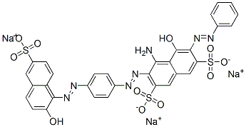 4-amino-5-hydroxy-3-[[4-[(2-hydroxy-6-sulpho-1-naphthyl)azo]phenyl]azo]-6-(phenylazo)naphthalene-2,7-disulphonic acid, sodium salt CAS#: 93962-59-5
