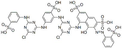 5-[[4-chloro-6-[[5-[[4-chloro-6-[(3-sulphophenyl)amino]-1,3,5-triazin-2-yl]amino]-2-sulphophenyl]amino]-1,3,5-triazin-2-yl]amino]-4-hydroxy-3-[(2-sulphophenyl)azo]naphthalene-2,7-disulphonic acid CAS#: 93942-65-5