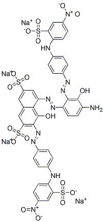 5-[[aminohydroxy[[4-[(4-nitro-2-sulphophenyl)amino]phenyl]azo]phenyl]azo]-4-hydroxy-3-[[4-[(4-nitro-2-sulphophenyl)amino]phenyl]azo]naphthalene-2,7-disulphonic acid, sodium salt CAS#: 93839-64-6