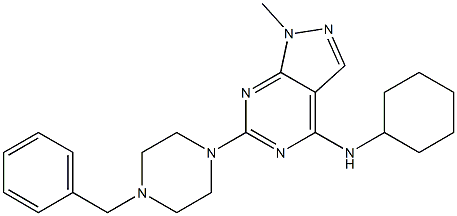 6-(4-benzylpiperazin-1-yl)-N-cyclohexyl-1-methyl-1H-pyrazolo[3,4-d]pyrimidin-4-amine CAS#: 897758-09-7