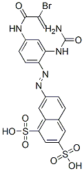 7-[[2-[(aminocarbonyl)amino]-4-[(2-bromo-1-oxoallyl)amino]phenyl]azo]naphthalene-1,3-disulphonic acid CAS#: 93804-43-4