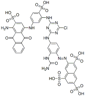 7-[[2-[(aminocarbonyl)amino]-4-[[4-[[5-[(4-amino-9,10-dihydro-9,10-dioxo-3-sulpho-1-anthryl)amino]-2-sulphophenyl]amino]-6-chloro-1,3,5-triazin-2-yl]amino]phenyl]azo]naphthalene-1,3,6-trisulphonic acid CAS#: 93892-91-2