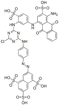 7-[[4-[[4-[[5-[(4-amino-9,10-dihydro-9,10-dioxo-3-sulpho-1-anthryl)amino]-2-sulphophenyl]amino]-6-chloro-1,3,5-triazin-2-yl]amino]phenyl]azo]naphthalene-1,3,5-trisulphonic acid CAS#: 94159-04-3