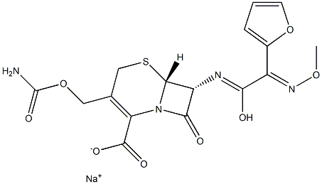 (6R,7R)-3-(Carbamoyloxymethyl)-7α-[[2-(2-furyl)-2-methoxyiminoacetyl]amino]-8-oxo-5-thia-1-azabicyclo[4.2.0]oct-2-ene-2-carboxylic acid sodium salt CAS#: 90013-55-1