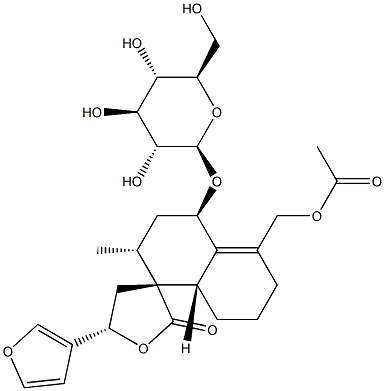 (3R,5S)-5'-[(Acetyloxy)methyl]-5-(3-furanyl)-4'β-(β-D-glucopyranosyloxy)-3',4,4',5,6',7',8',8'aβ-octahydro-2'α-methylspiro[furan-3(2H),1'(2'H)-naphthalen]-2-one CAS#: 92356-82-6