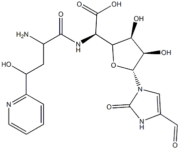 5-[[2-Amino-4-hydroxy-1-oxo-4-(2-pyridinyl)butyl]amino]-1-(4-formyl-2,3-dihydro-2-oxo-1H-imidazol-1-yl)-1,5-dideoxy-β-D-allofuranuronic acid CAS#: 95259-46-4